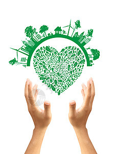 绿色概念 在地球上的树木手中工厂垃圾生态旅游汽车企业插头世界环境生物能源背景图片