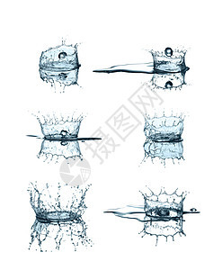 水喷水圆圈水平白色飞溅溪流气泡水滴雨滴蓝色宏观图片