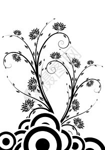 圆圈花朵装饰品卷曲绘画植物插图衬套叶子分支机构创造力曲线背景图片