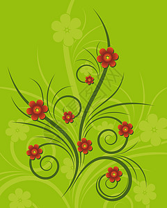 B 摘要花背景叶子漩涡创造力绿色艺术插图曲线植物图片
