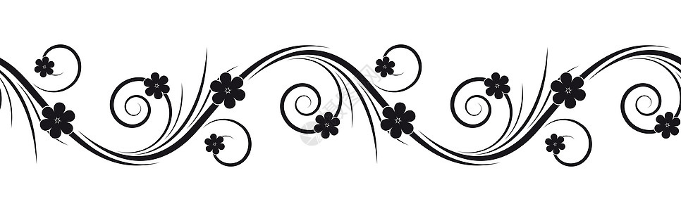 无缝无缝花卉color框架漩涡黑色白色曲线叶子艺术创造力植物插图图片