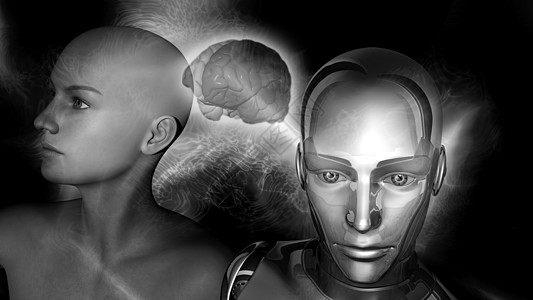 人工智能     与女性大脑相连的机器人妇女图片