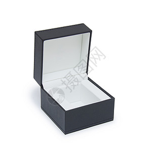 以白色隔开的黑礼品盒展示购物礼物配饰财富皮革丝绸空白生日水平图片