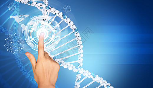用DNA模型的手握手指辉光插图框架染色体螺旋女士图片