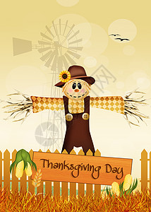 感恩节日插图卡通片假期叶子树叶玉米问候语收获棒子明信片图片