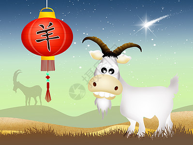 山羊年八字野生动物文字日历新年年度灯笼假期问候语农场图片