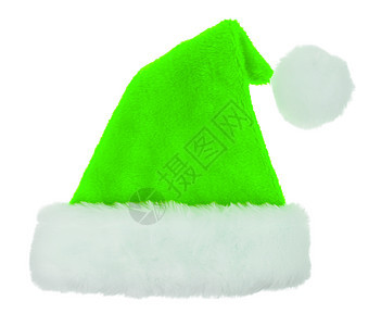 孤立的简单圣诞老人帽绿色节日戏服季节帽子毛皮白色庆典假期文化图片