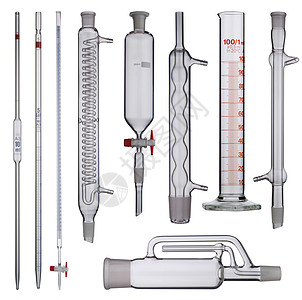 实验室室玻璃器件套在背景上实验化学测试医疗技术团体化学品生物白色实验室图片