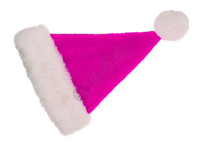 孤立的简单圣诞老人帽毛皮庆典白色帽子季节戏服粉色红色节日天鹅绒图片