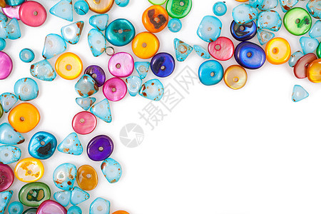 色彩多彩的珠珠塑料装饰品玻璃石头收藏珠宝奢华爱好珠子工艺图片