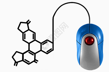 计算机鼠标电缆所描绘的化学公式粉笔画医学结构数字学生技术化工教育素描组织背景图片