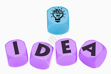 立方体上的字词 Idea骰子研发创新风暴营销生长预测灯泡正方形创造力图片