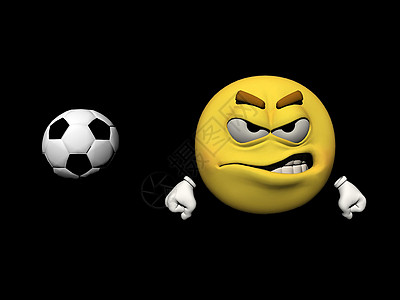表情和足球球 - 3D图片