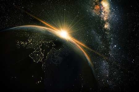 地球之夜地平线阳光辉光射线蓝色日出科学轨道行星外星人图片