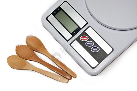白色背景的数码厨房规模 T金属运动测量浴室重量平衡圆形食物展示圆圈图片