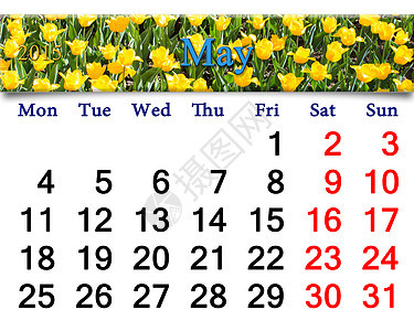 2015年5月日历 含黄色郁金香衬套时间数字季节文档日程桌子日记议程商业图片