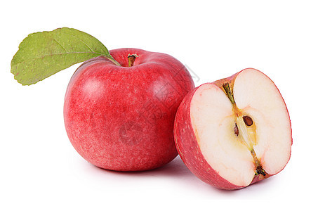 白色背景上孤立的红新苹果饮食收成季节生产水果甜点营养花园果汁小吃图片