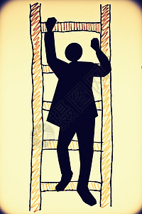 人骑在梯子上 成功阶梯概念工作人士动机挑战职业楼梯员工男性工人脚步图片
