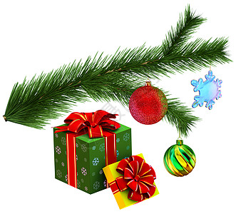 带礼品的圣诞树fir 分枝图片