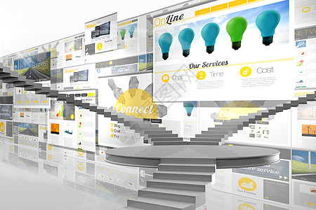 绕风楼梯的复合图像进步绘图电脑技术脚步商业屏幕平台计算广告图片