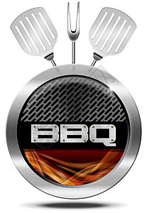 Bbq 符号  烧烤图标用具食物炙烤猪肉火焰派对烧伤菜单圆圈野餐图片