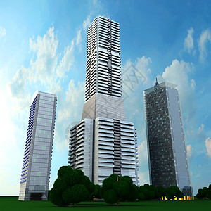 现代建筑窗户摩天大楼城市公司房地产蓝色天空商业财产办公室图片