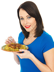罗根乔什 印第安咖喱女性背心羊肉白色蓝色食物双肩黑发喜悦午餐图片