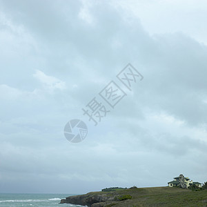 在海边的维拉温泉栅栏地平线旅行航程酒店异国天空风景奢华图片