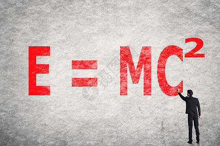 墙壁上的文字 E = mc2图片