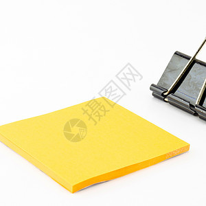 含橙色粘黏纸条的黑黑剪辑空白黑色黄色贴纸桌子白色备忘录商业标签记忆图片