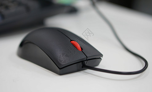 办公室计算机鼠标外设配饰技术红色塑料按钮车轮金属滚动黑色图片