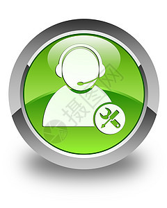 技术支持图标光滑绿色圆环按钮扳手顾客网络玻璃状帮助服务白色圆形阴影中心背景图片