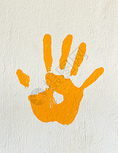 墙上的橙色手印图片