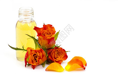浴油和橙色玫瑰平衡奢华温泉植物白色花瓣橙子治疗药品疗法图片