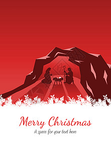 喜庆圣诞节的复合图像绘图快乐计算机场景时候洞穴贺卡画面边界枞树图片