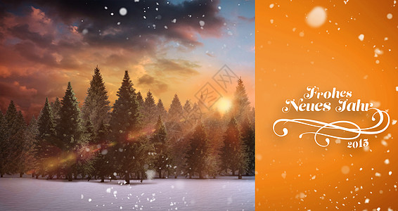 积雪降雪的复合图像绘图风景日落草书语言日出新年下雪环境计算机图片