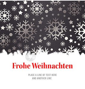 以德国语写成的圣诞节贺礼综合图象计算机绘图墙纸雪花问候语贺卡字体边界枞树语言图片