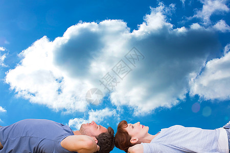 一对躺在地板上的夫妇的复合图像数字太阳女士绘图白色计算机男性女性男人夫妻图片