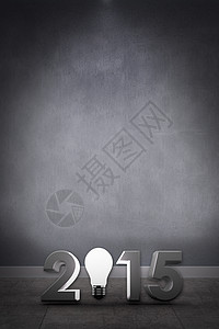 2015年带灯泡的复合图像阴影地板绘图新年房间创新计算机灰色背景图片