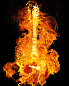 燃烧电动吉他图片