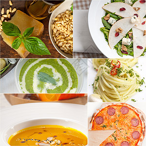 意大利食品拼贴画和意大利菜谱收藏叶子食物小吃饮食作品面条沙拉美食营养图片