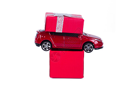 带礼品箱的汽车速度购物车辆乐趣礼物展示幼儿园假期盒子童年图片