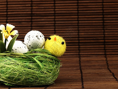 复活节鸡和鸡蛋在巢中食物装饰喜悦小鸡宗教季节传统庆典假期风格图片