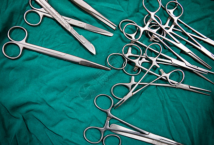 手术室的手术外科设备情况工作刀刃哺乳动物兽医医生医院野生动物药品纱布图片