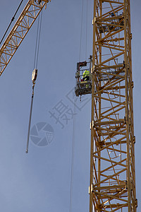 建筑起重机电梯工人背景图片