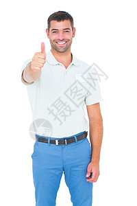 快乐的男技师举起拇指图片