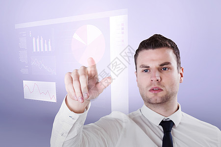 年轻严肃商务人士的复合形象 指着职业计算机数据公司商务手指图表科技插图绘图图片