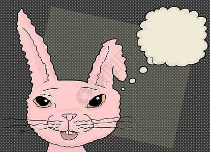 粉红思考兔子漫画图片