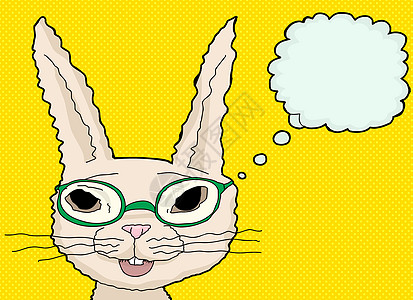 绿色眼镜中快乐的兔子图片
