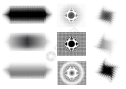 9 圆形辐射艺术径向插图模具黑色网格坡度褪色圆圈图片